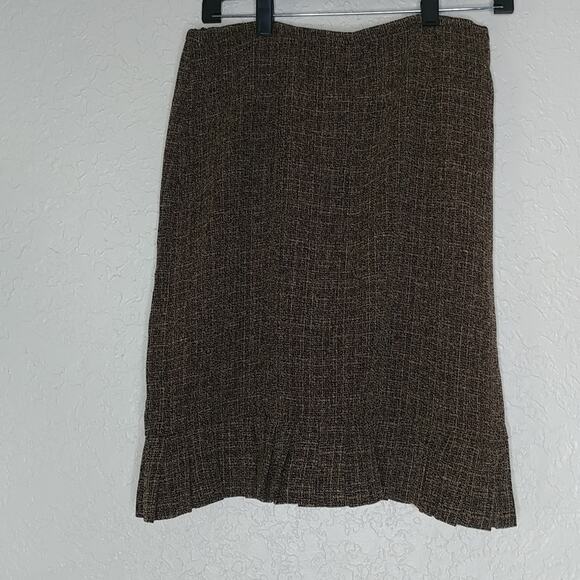 Pleated Trim Skirt Brown Size 10 Petite - Picture 1 of 5